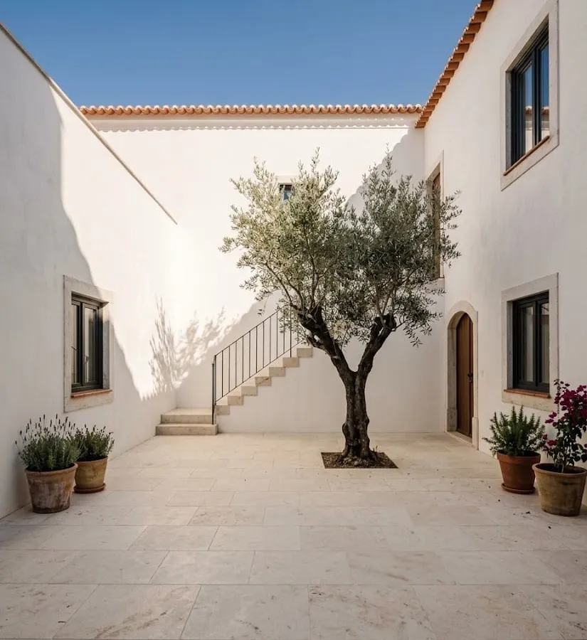 Photograph representing the fictional courtyard house project
