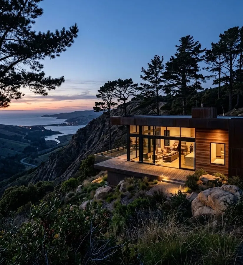 Photograph representing the fictional ridge retreat project